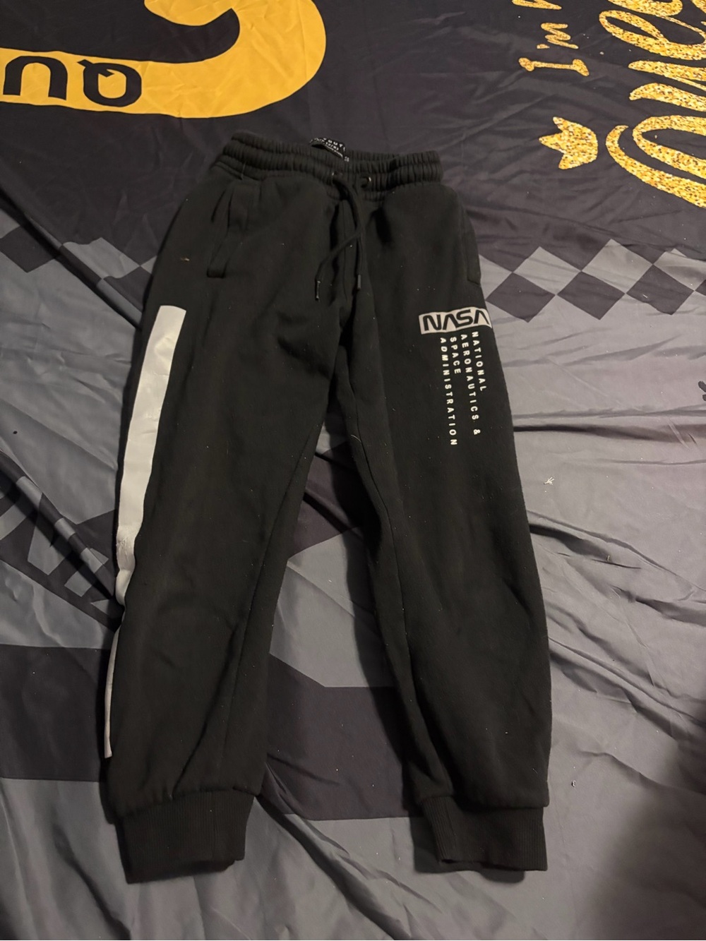 Black Kids Jogger Sweatpants with Reflective Side Stripe